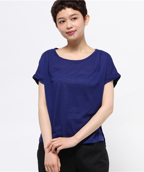 earth music&ecology（アースミュージックアンドエコロジー）の「【2016Summer】ドロップショルダータックプルオーバー（Tシャツ/カットソー・レディース・ブラック/カーキ/ライトグレー/オフホワイト/杢グレー/ブルー・FREE）」の6枚目の写真