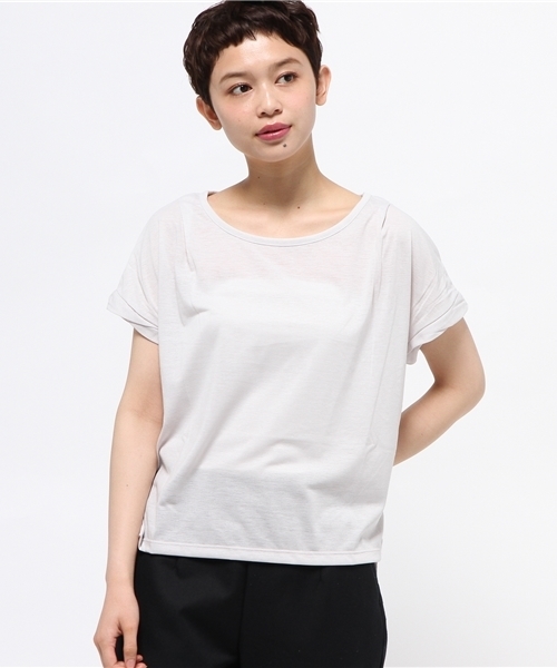 earth music&ecology（アースミュージックアンドエコロジー）の「【2016Summer】ドロップショルダータックプルオーバー（Tシャツ/カットソー・レディース・ブラック/カーキ/ライトグレー/オフホワイト/杢グレー/ブルー・FREE）」の3枚目の写真