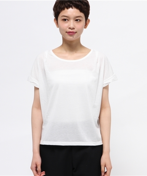 earth music&ecology（アースミュージックアンドエコロジー）の「【2016Summer】ドロップショルダータックプルオーバー（Tシャツ/カットソー・レディース・ブラック/カーキ/ライトグレー/オフホワイト/杢グレー/ブルー・FREE）」の12枚目の写真