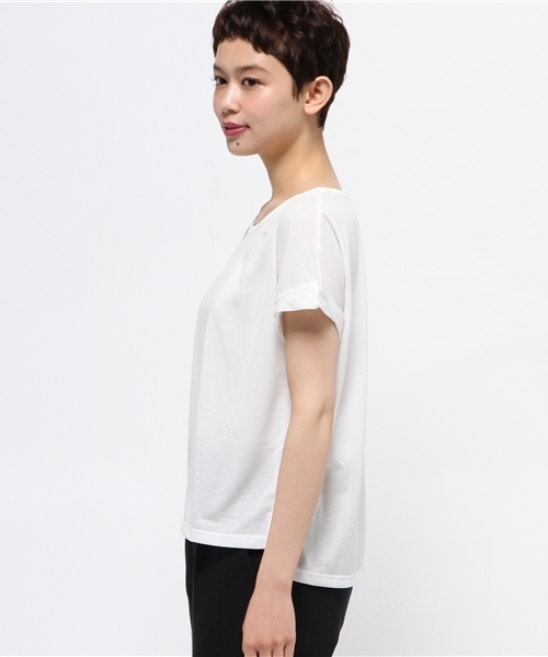 earth music&ecology（アースミュージックアンドエコロジー）の「【2016Summer】ドロップショルダータックプルオーバー（Tシャツ/カットソー・レディース・ブラック/カーキ/ライトグレー/オフホワイト/杢グレー/ブルー・FREE）」の13枚目の写真