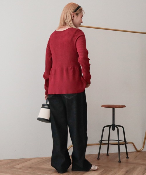 AMERICAN HOLIC(アメリカンホリック)の「シンチバックカーブデニムパンツ(デニムパンツ・レディース・アイボリー/ブラック・M/S/L)」の8枚目の写真