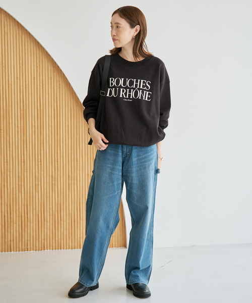 SLOBE IENA(スローブイエナ)の「《WEB限定/追加》フロッキープリントオーバースウェット(スウェット・レディース・アイボリー/ブラック/ホワイト・FREE)」の4枚目の写真