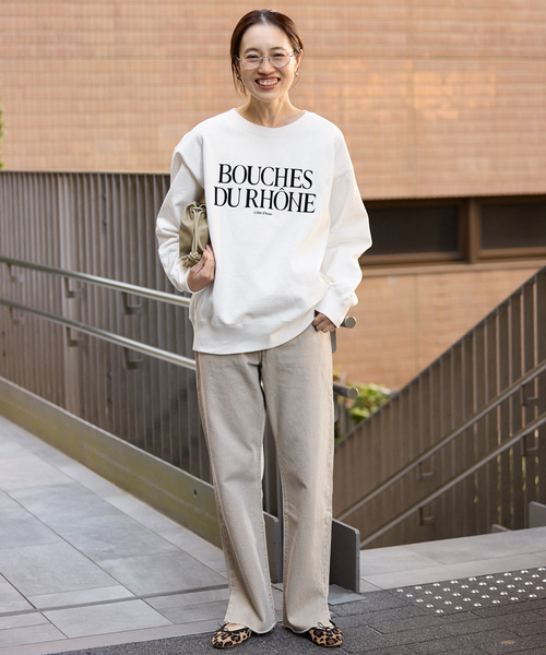 SLOBE IENA(スローブイエナ)の「《WEB限定/追加》フロッキープリントオーバースウェット(スウェット・レディース・アイボリー/ブラック/ホワイト・FREE)」の5枚目の写真