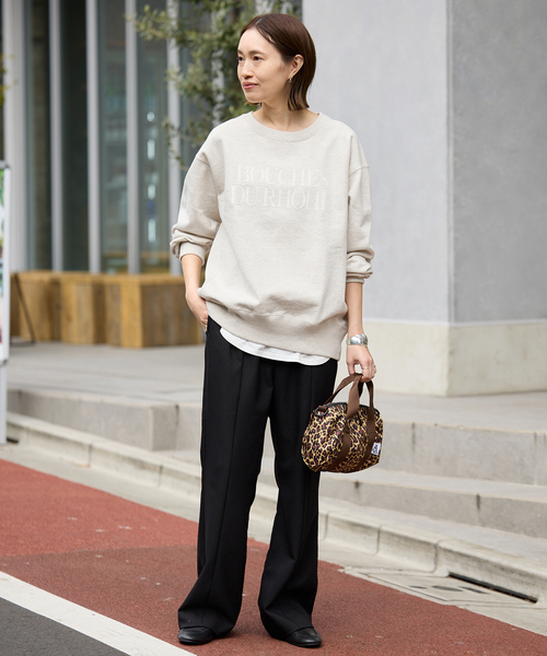 SLOBE IENA(スローブイエナ)の「《WEB限定/追加》フロッキープリントオーバースウェット(スウェット・レディース・アイボリー/ブラック/ホワイト・FREE)」の8枚目の写真
