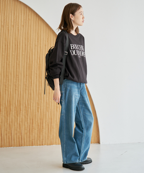 SLOBE IENA(スローブイエナ)の「《WEB限定/追加》フロッキープリントオーバースウェット(スウェット・レディース・アイボリー/ブラック/ホワイト・FREE)」の13枚目の写真