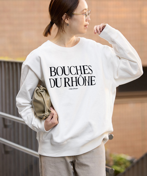 SLOBE IENA(スローブイエナ)の「《WEB限定/追加》フロッキープリントオーバースウェット(スウェット・レディース・アイボリー/ブラック/ホワイト・FREE)」の19枚目の写真