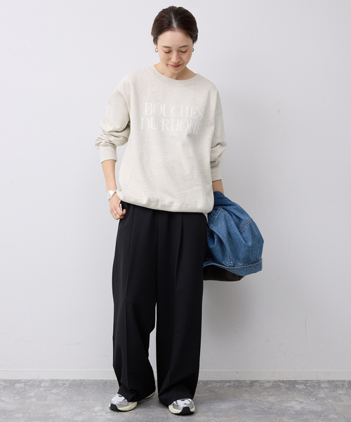 SLOBE IENA(スローブイエナ)の「《WEB限定/追加》フロッキープリントオーバースウェット(スウェット・レディース・アイボリー/ブラック/ホワイト・FREE)」の14枚目の写真