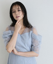 ミモレ&袖あり フォーマル レース フレア シアー オフショル スパンコール セレモニー 結婚式二次会 パーティードレス お呼ばれ オケージョンドレス 同窓会成人式