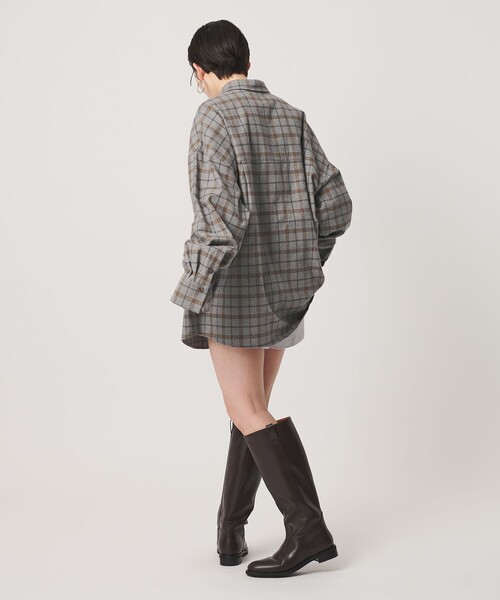 ER(イーアール)の「<ER>チェック オーバーサイズ シャツ(シャツ/ブラウス・レディース・オリーブ/グレー系・FREE)」の6枚目の写真