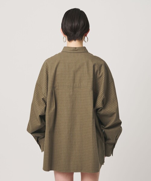 ER(イーアール)の「<ER>チェック オーバーサイズ シャツ(シャツ/ブラウス・レディース・オリーブ/グレー系・FREE)」の13枚目の写真