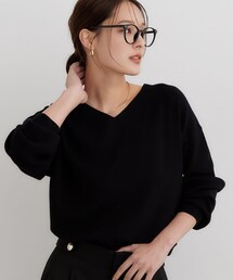 【毛玉・静電気防止/洗える】上品見えVネックニット~KINOCO~