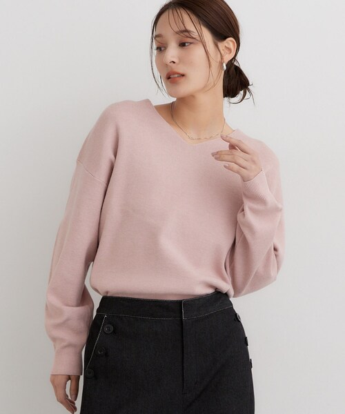THE SHOP TK （ザ ショップ ティーケー ）の「【毛玉になりにくい/静電気防止/洗える】KINOCO 総針Vネックニット（ニット/セーター・レディース・オフホワイト・11/13/14）」の8枚目の写真