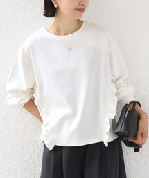 【WEB限定】〈洗濯機可能〉オーガニックコットン フリル ロングスリーブ TEE