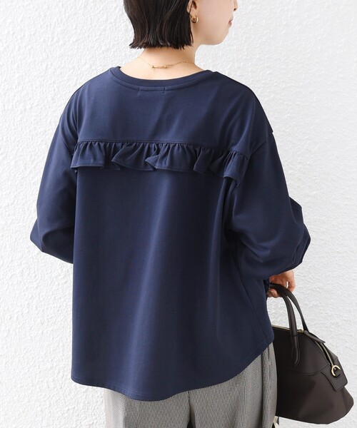 SHIPS(シップス)の「【WEB限定】〈洗濯機可能〉オーガニックコットン フリル ロングスリーブ TEE(Tシャツ/カットソー・レディース・ライラック/ダークグレー/ネイビー/オフホワイト・ONE SIZE)」の6枚目の写真
