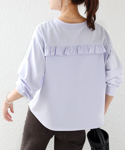 SHIPS(シップス)の「【WEB限定】〈洗濯機可能〉オーガニックコットン フリル ロングスリーブ TEE(Tシャツ/カットソー・レディース・ライラック/ダークグレー/ネイビー/オフホワイト・ONE SIZE)」の13枚目の写真