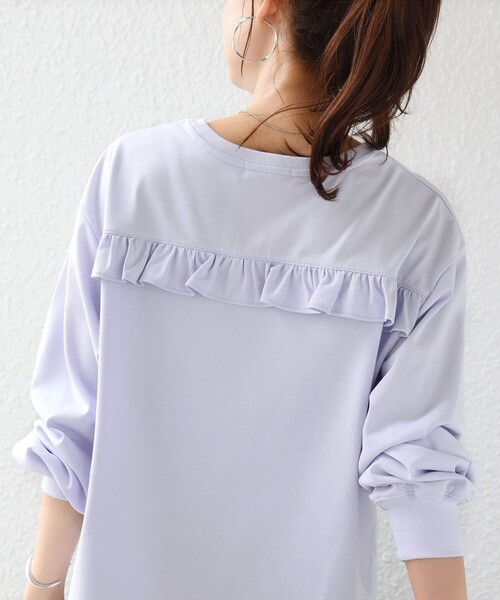 SHIPS(シップス)の「【WEB限定】〈洗濯機可能〉オーガニックコットン フリル ロングスリーブ TEE(Tシャツ/カットソー・レディース・ライラック/ダークグレー/ネイビー/オフホワイト・ONE SIZE)」の15枚目の写真