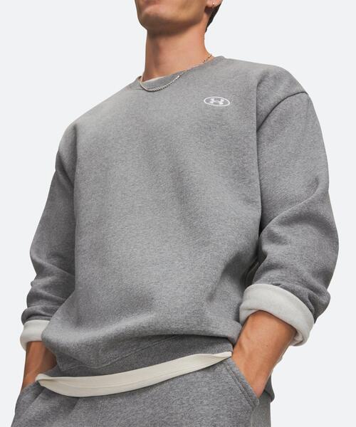 UNDER ARMOUR(アンダーアーマー)の「UAライバルフリース クルー(ライフスタイル/メンズ)(スウェット・メンズ・グレー×ホワイト・M/3XL/2XL/L/XL/S)」の3枚目の写真