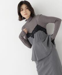 ストライプペプラムキャミワンピース