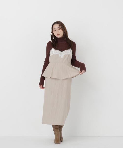 NATURAL BEAUTY BASIC（ナチュラルビューティーベーシック）の「ストライプペプラムキャミワンピース（ワンピース・レディース・グレー系その他/ベージュ系その他・MEDIUM/SMALL）」の11枚目の写真