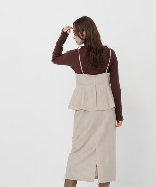 NATURAL BEAUTY BASIC（ナチュラルビューティーベーシック）の「ストライプペプラムキャミワンピース（ワンピース・レディース・グレー系その他/ベージュ系その他・MEDIUM/SMALL）」の12枚目の写真