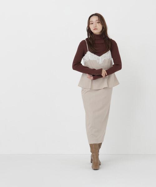 NATURAL BEAUTY BASIC（ナチュラルビューティーベーシック）の「ストライプペプラムキャミワンピース（ワンピース・レディース・グレー系その他/ベージュ系その他・MEDIUM/SMALL）」の13枚目の写真