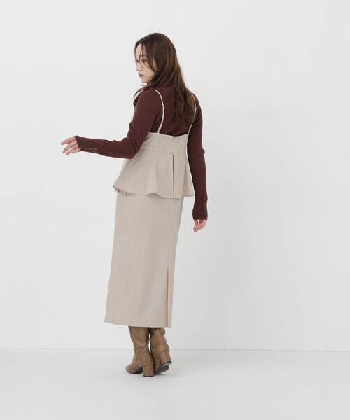 NATURAL BEAUTY BASIC（ナチュラルビューティーベーシック）の「ストライプペプラムキャミワンピース（ワンピース・レディース・グレー系その他/ベージュ系その他・MEDIUM/SMALL）」の15枚目の写真