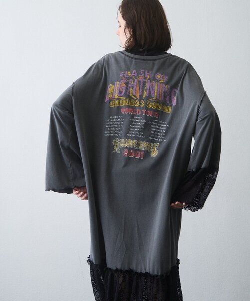 etsinta(エシンタ)の「【etsinta】レースドッキングワンピース(ワンピース・レディース・チャコールグレー/ブラウン・ONE SIZE)」の2枚目の写真