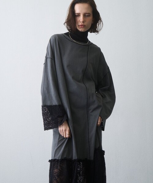 etsinta(エシンタ)の「【etsinta】レースドッキングワンピース(ワンピース・レディース・チャコールグレー/ブラウン・ONE SIZE)」の5枚目の写真