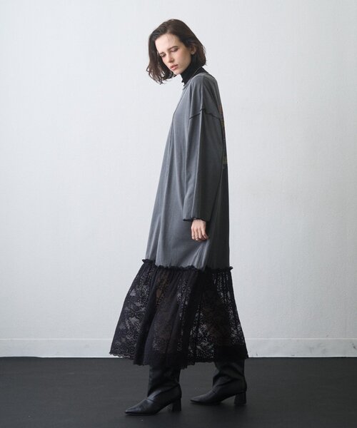 etsinta(エシンタ)の「【etsinta】レースドッキングワンピース(ワンピース・レディース・チャコールグレー/ブラウン・ONE SIZE)」の6枚目の写真