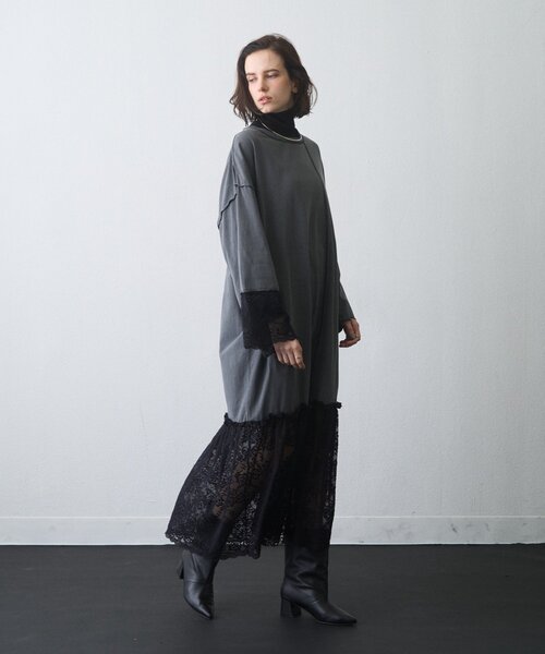 etsinta(エシンタ)の「【etsinta】レースドッキングワンピース(ワンピース・レディース・チャコールグレー/ブラウン・ONE SIZE)」の7枚目の写真
