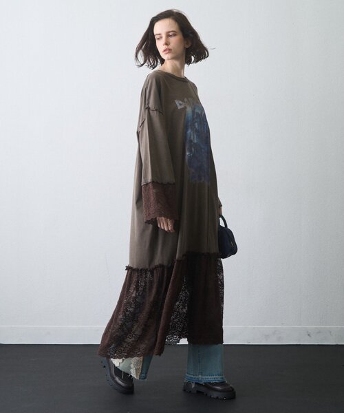 etsinta(エシンタ)の「【etsinta】レースドッキングワンピース(ワンピース・レディース・チャコールグレー/ブラウン・ONE SIZE)」の21枚目の写真