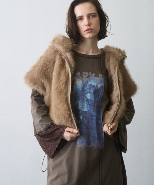 etsinta(エシンタ)の「【etsinta】レースドッキングワンピース(ワンピース・レディース・チャコールグレー/ブラウン・ONE SIZE)」の22枚目の写真