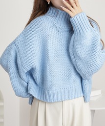 ロービングハイネック クロップド丈プルオーバー