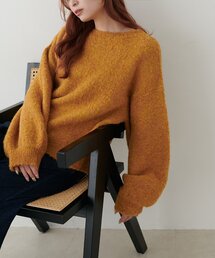 【WEB限定】起毛プレーンニットプルオーバー