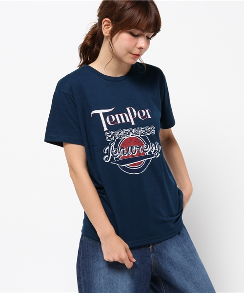 VENCEEXCHANGE(ヴァンスエクスチェンジ)の「カスレロゴプリント半袖クルーネックT (Tシャツ/カットソー・レディース・オフホワイト/グレー/ネイビー・MEDIUM)」の3枚目の写真