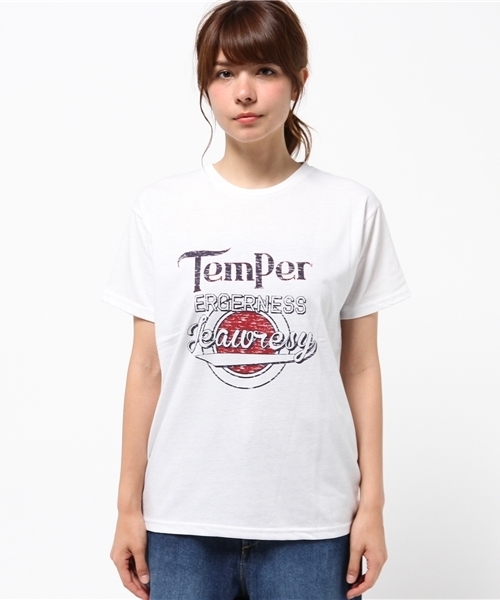 VENCEEXCHANGE(ヴァンスエクスチェンジ)の「カスレロゴプリント半袖クルーネックT (Tシャツ/カットソー・レディース・オフホワイト/グレー/ネイビー・MEDIUM)」の11枚目の写真