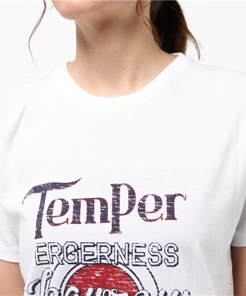 VENCEEXCHANGE(ヴァンスエクスチェンジ)の「カスレロゴプリント半袖クルーネックT (Tシャツ/カットソー・レディース・オフホワイト/グレー/ネイビー・MEDIUM)」の8枚目の写真