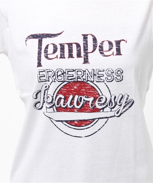 VENCEEXCHANGE(ヴァンスエクスチェンジ)の「カスレロゴプリント半袖クルーネックT (Tシャツ/カットソー・レディース・オフホワイト/グレー/ネイビー・MEDIUM)」の5枚目の写真