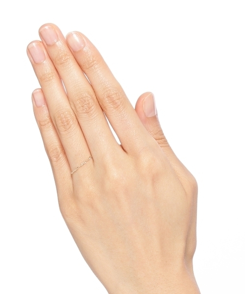 COCOSHNIK（ココシュニック）の「変形あずき チェーンリング（リング・レディース・イエローゴールド・13/10/7）」の4枚目の写真