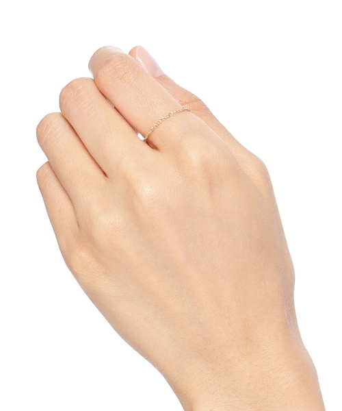 COCOSHNIK（ココシュニック）の「変形あずき チェーンリング（リング・レディース・イエローゴールド・13/10/7）」の7枚目の写真