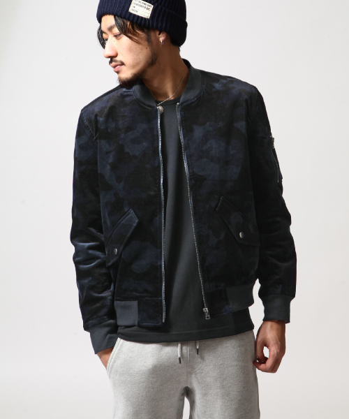 ZIP FIVE(ジップファイブ)の「別珍MA-1(MA-1・メンズ・ブラック/ブルー系その他/グリーン系カモフラージュ・LARGE/MEDIUM)」の2枚目の写真