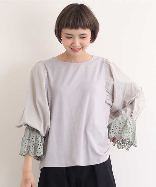 MERLOT(メルロー)の「レースパフスリーブプルオーバー4915(その他トップス・レディース・ピンク/ブラック/オフホワイト/グレー・FREE)」の3枚目の写真