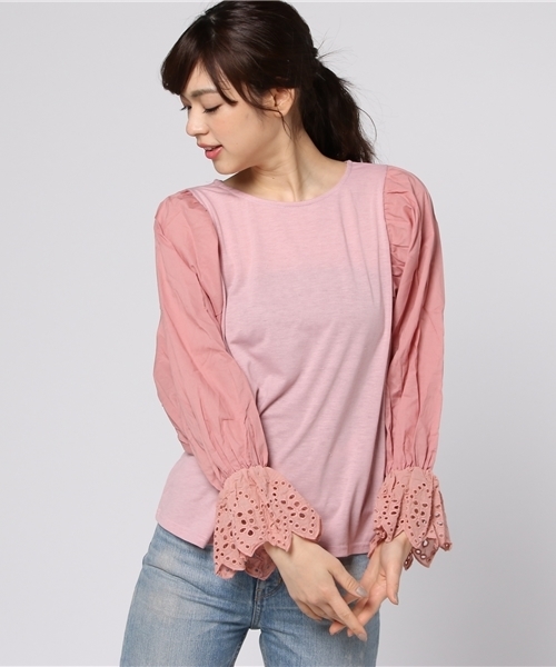 MERLOT(メルロー)の「レースパフスリーブプルオーバー4915(その他トップス・レディース・ピンク/ブラック/オフホワイト/グレー・FREE)」の9枚目の写真