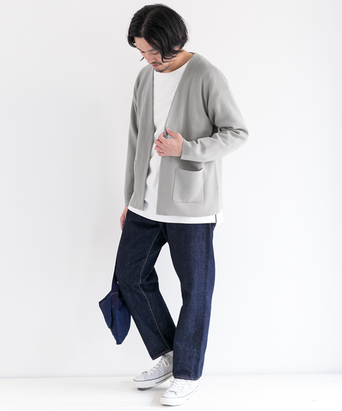 URBAN RESEARCH DOORS MENS（アーバンリサーチ ドアーズ メンズ）の「DOORSMilano Rib NECK Jacket（その他アウター・メンズ・ライトグレー/ベージュ系その他/ネイビー・40/38）」の4枚目の写真