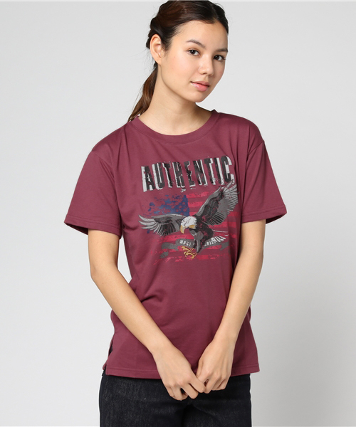 Honeys(ハニーズ)の「プリントTシャツ(Tシャツ/カットソー・レディース・オフホワイト/杢グレー/スミクロ/レッド・M/S/L)」の4枚目の写真