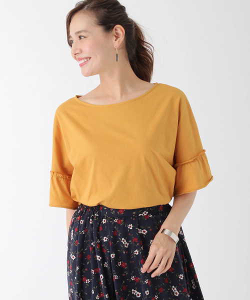 earth music&ecology(アースミュージックアンドエコロジー)の「・袖フリルプルオーバー(Tシャツ/カットソー・レディース・カーキ/オフホワイト/マスタード/ネイビー・FREE)」の4枚目の写真