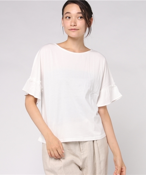 earth music&ecology(アースミュージックアンドエコロジー)の「・袖フリルプルオーバー(Tシャツ/カットソー・レディース・カーキ/オフホワイト/マスタード/ネイビー・FREE)」の12枚目の写真