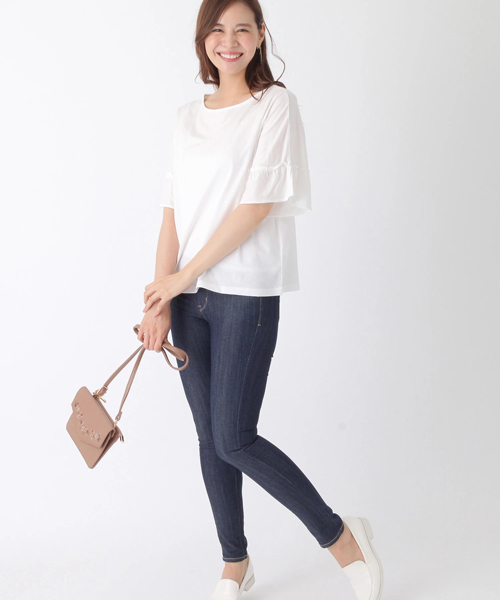 earth music&ecology(アースミュージックアンドエコロジー)の「・袖フリルプルオーバー(Tシャツ/カットソー・レディース・カーキ/オフホワイト/マスタード/ネイビー・FREE)」の13枚目の写真