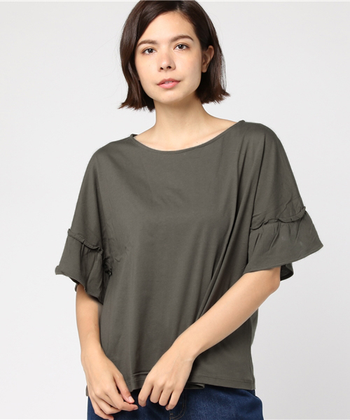 earth music&ecology(アースミュージックアンドエコロジー)の「・袖フリルプルオーバー(Tシャツ/カットソー・レディース・カーキ/オフホワイト/マスタード/ネイビー・FREE)」の14枚目の写真