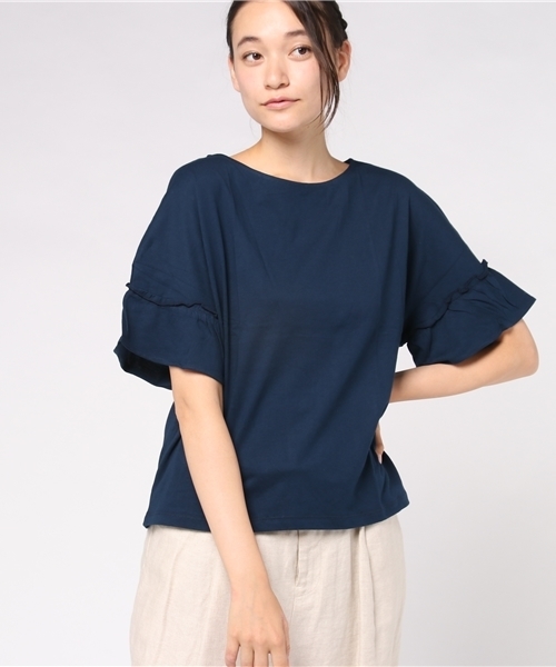 earth music&ecology(アースミュージックアンドエコロジー)の「・袖フリルプルオーバー(Tシャツ/カットソー・レディース・カーキ/オフホワイト/マスタード/ネイビー・FREE)」の15枚目の写真